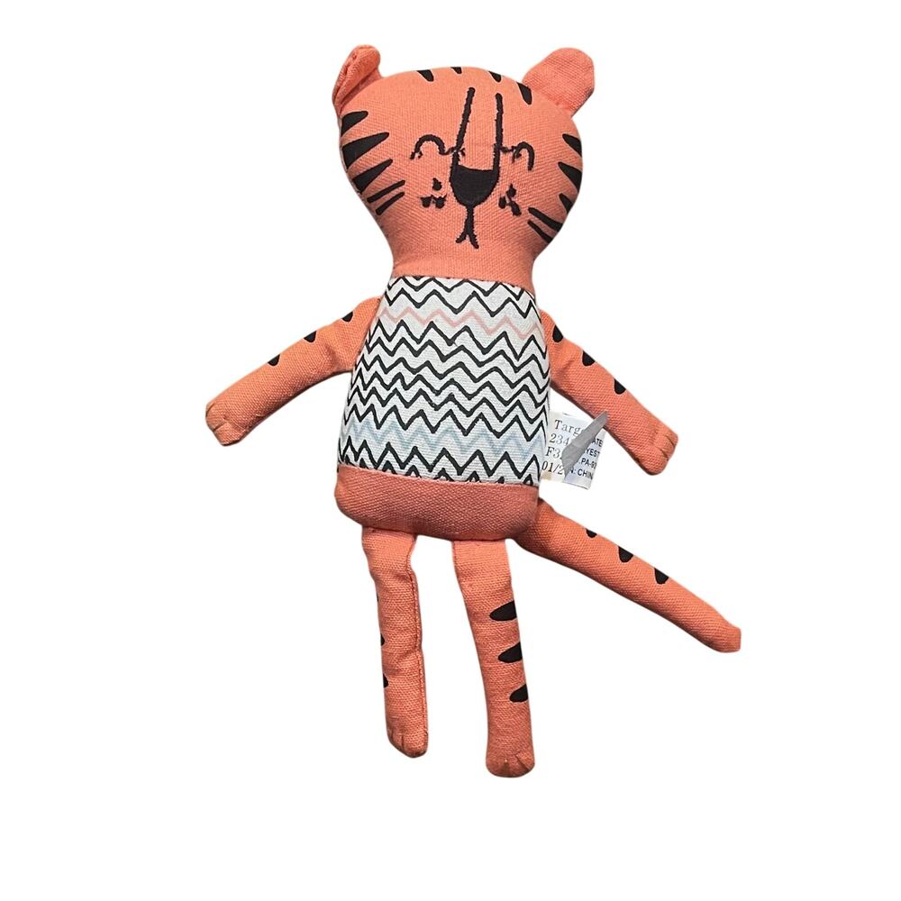 2020 Target Stuffed Toy Pink Tiger Chevron Stripes Small 8 Inches